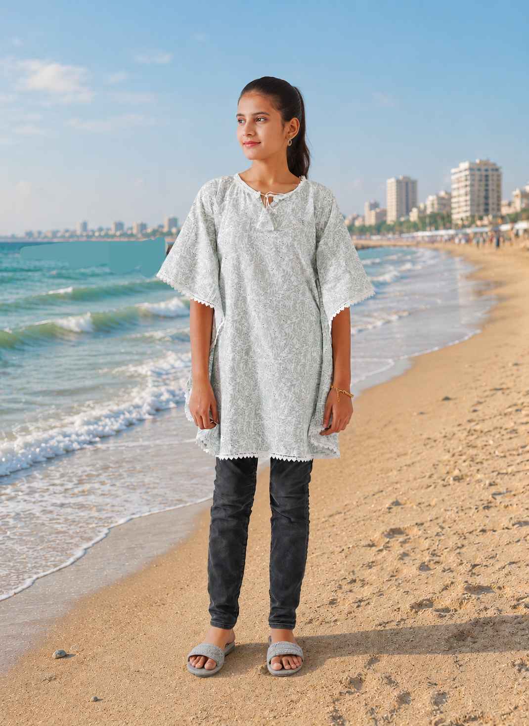 Mint Green Printed Wing Top