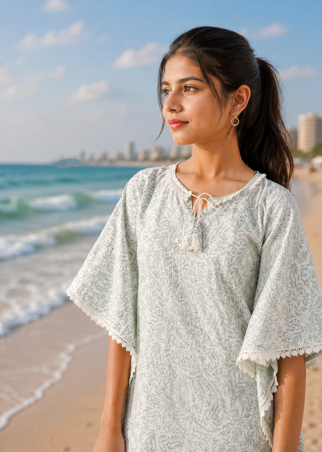 Mint Green Printed Wing Top