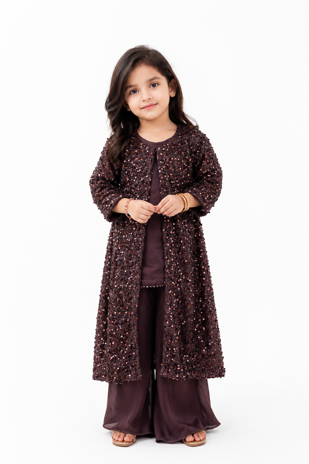Midnight Luxe Sequin 3-Piece Wedding Ensemble for Girls
