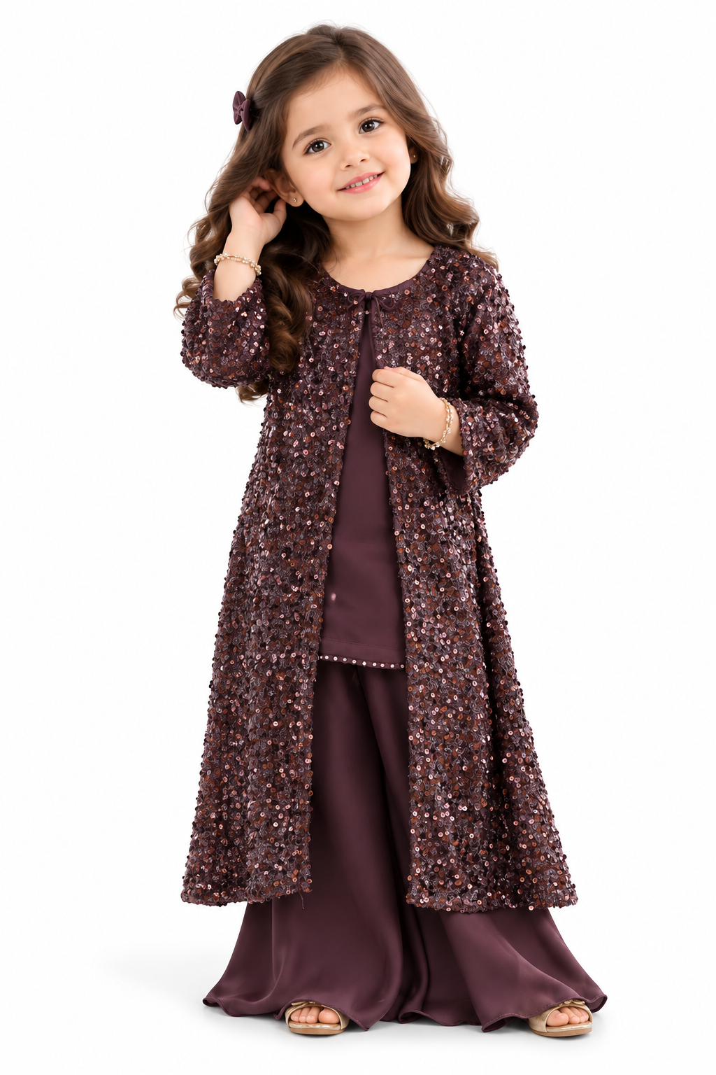 Midnight Luxe Sequin 3-Piece Wedding Ensemble for Girls