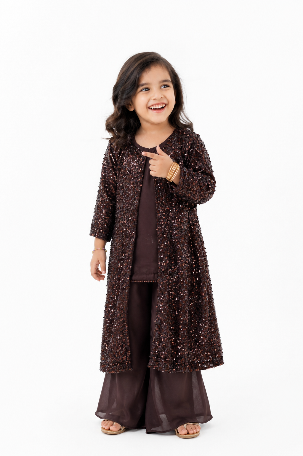 Midnight Luxe Sequin 3-Piece Wedding Ensemble for Girls