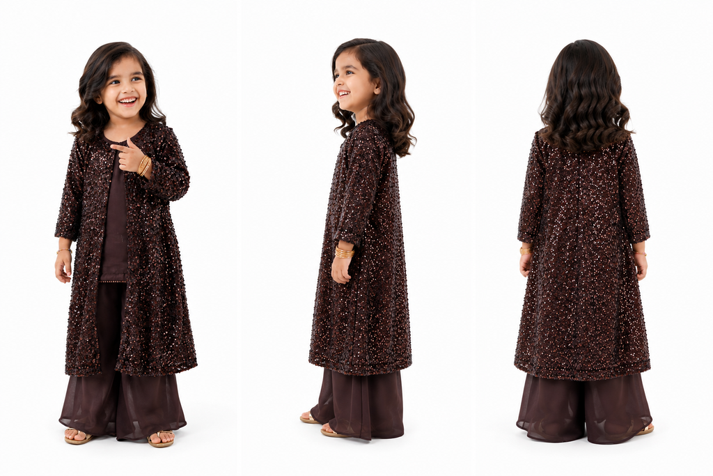 Midnight Luxe Sequin 3-Piece Wedding Ensemble for Girls