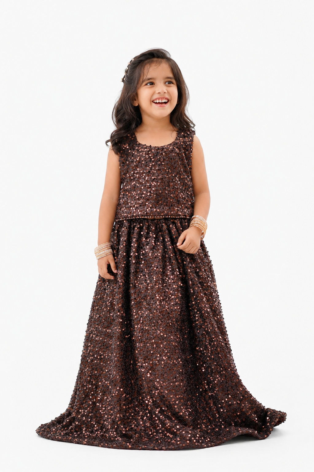 Midnight Sparkle Girls Sequin Maxi Dress – Wedding Collection