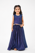 Royal Blue Sequin Girls 2-Piece Wedding Sharara Set