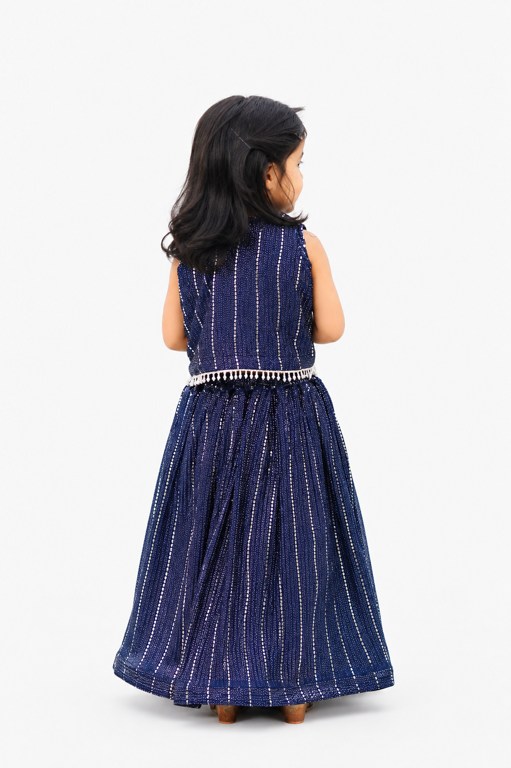 Royal Blue Sequin Girls 2-Piece Wedding Sharara Set
