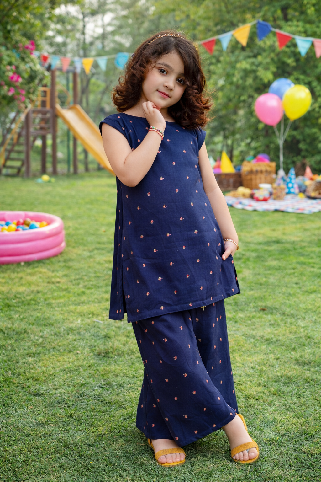 Navy Blue Shirt & Palazzo Set