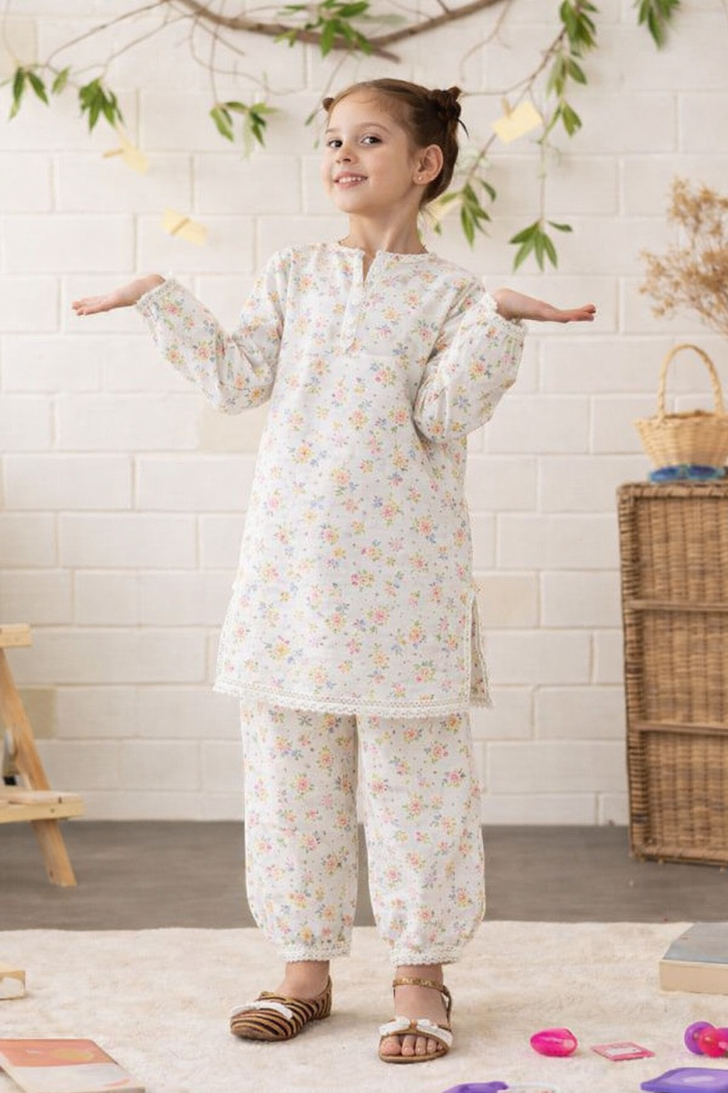 White Floral Printed Co-ord Set