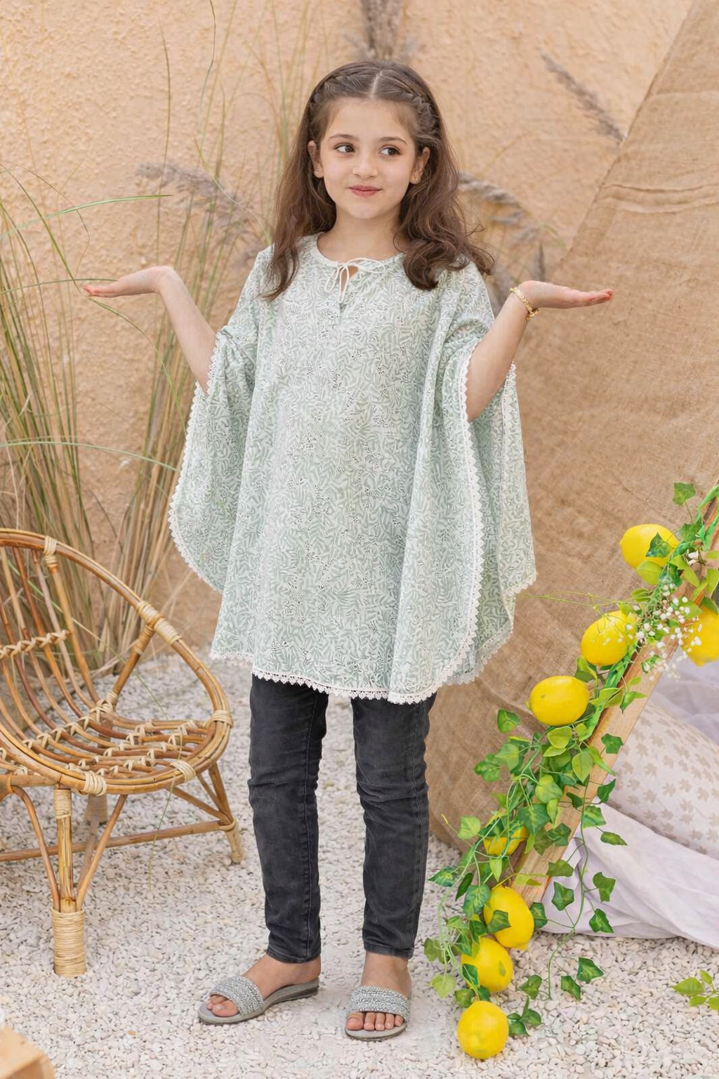 Mint Green Printed Wing Top