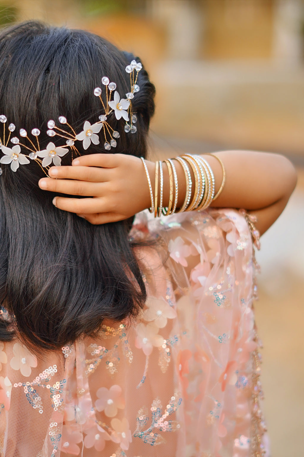 Peach 2 -Piece Wedding Dress | Floral Embroidered Party Wear
