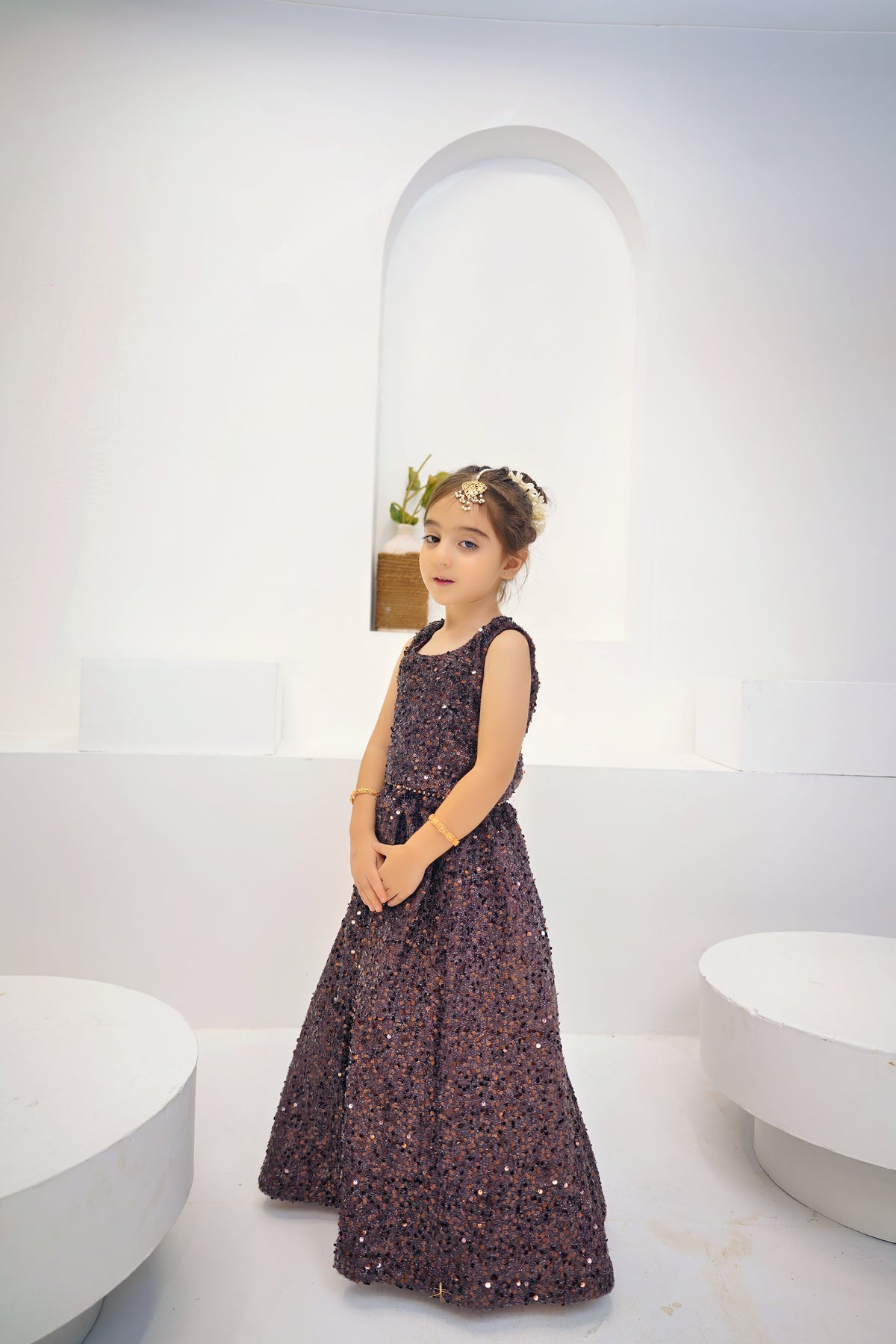 Midnight Sparkle Girls Sequin Maxi Dress – Wedding Collection