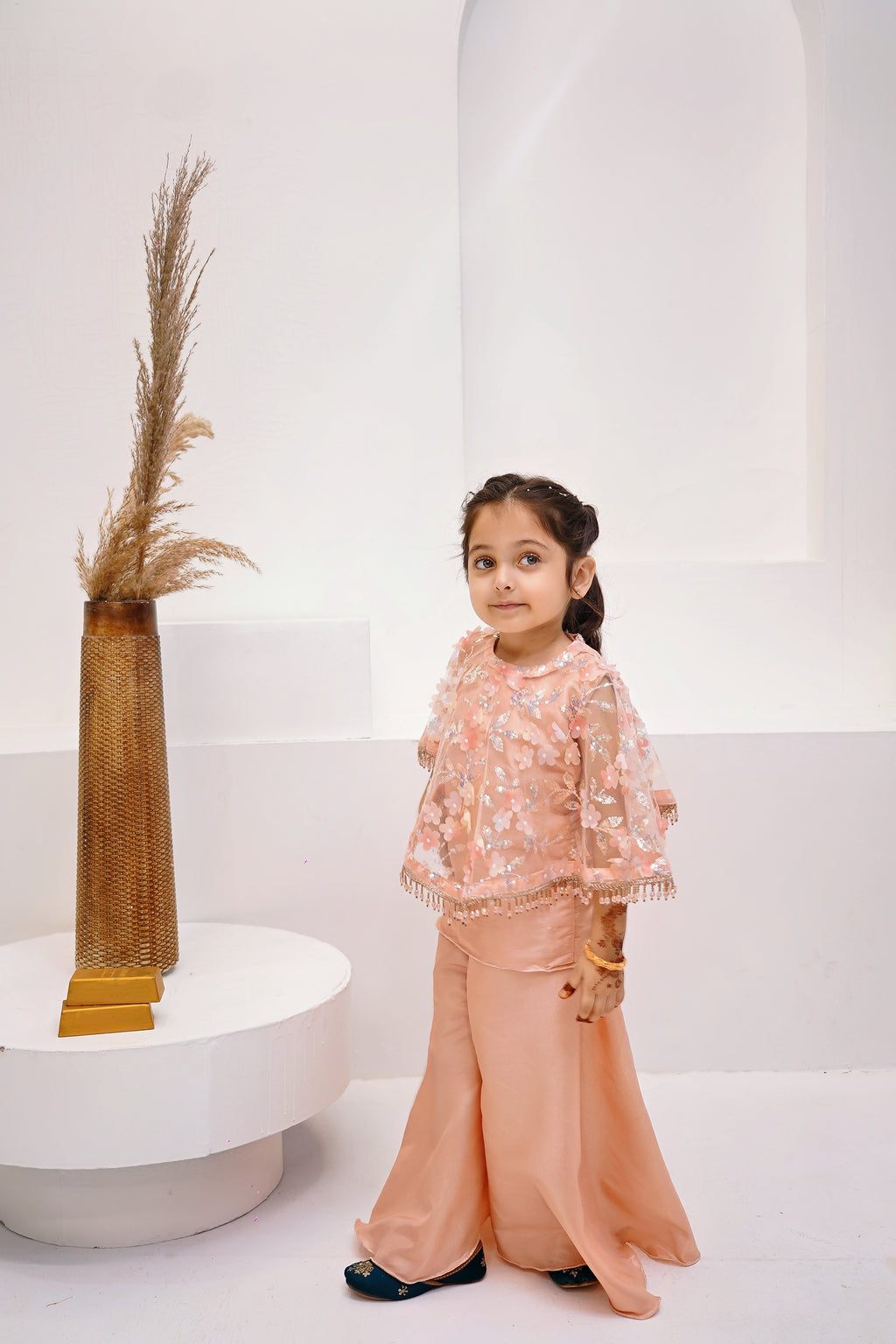 Peach Blossom Girls 3-Piece Wedding Sharara Set