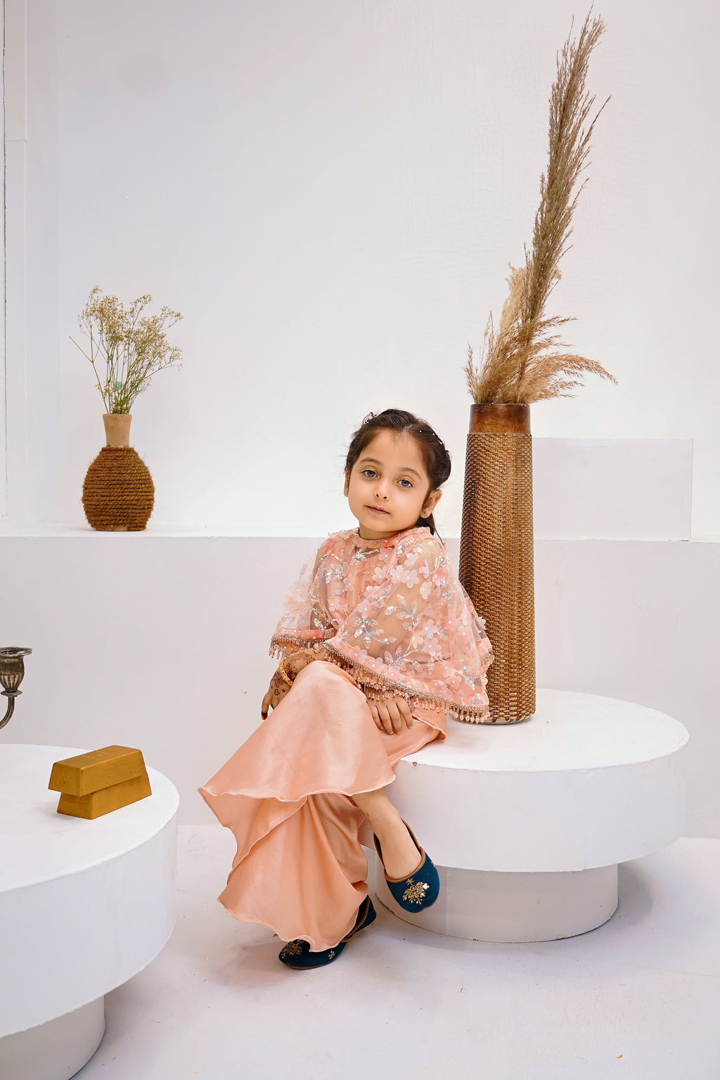 Peach Blossom Girls 3-Piece Wedding Sharara Set
