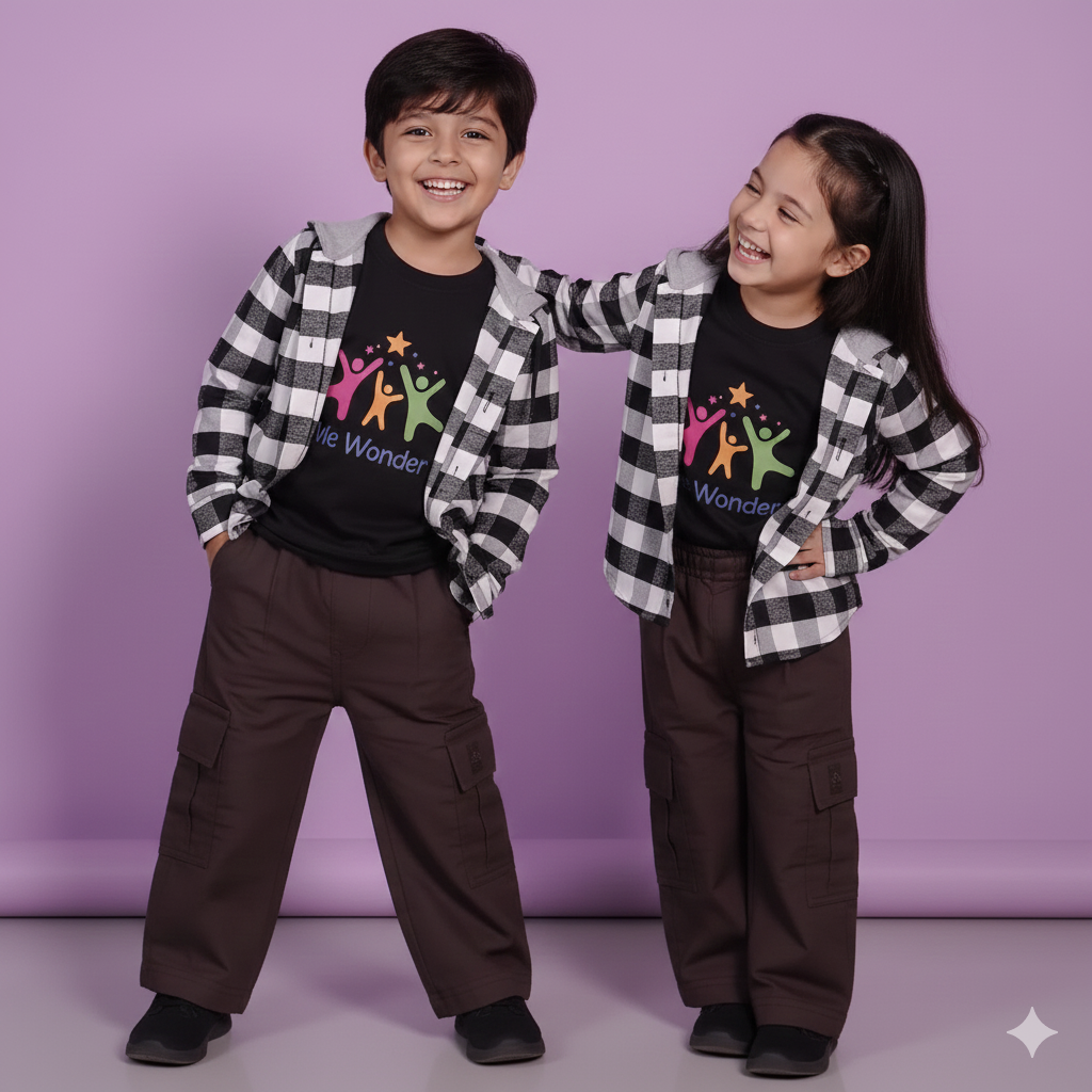 Kids Hooded Flannel Shirt For Boys & Girls .