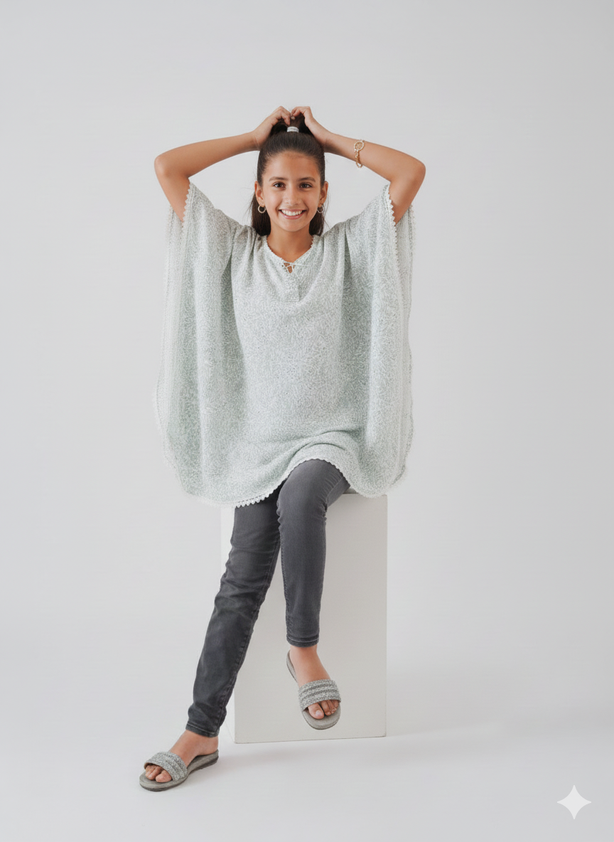 Mint Green Printed Wing Top