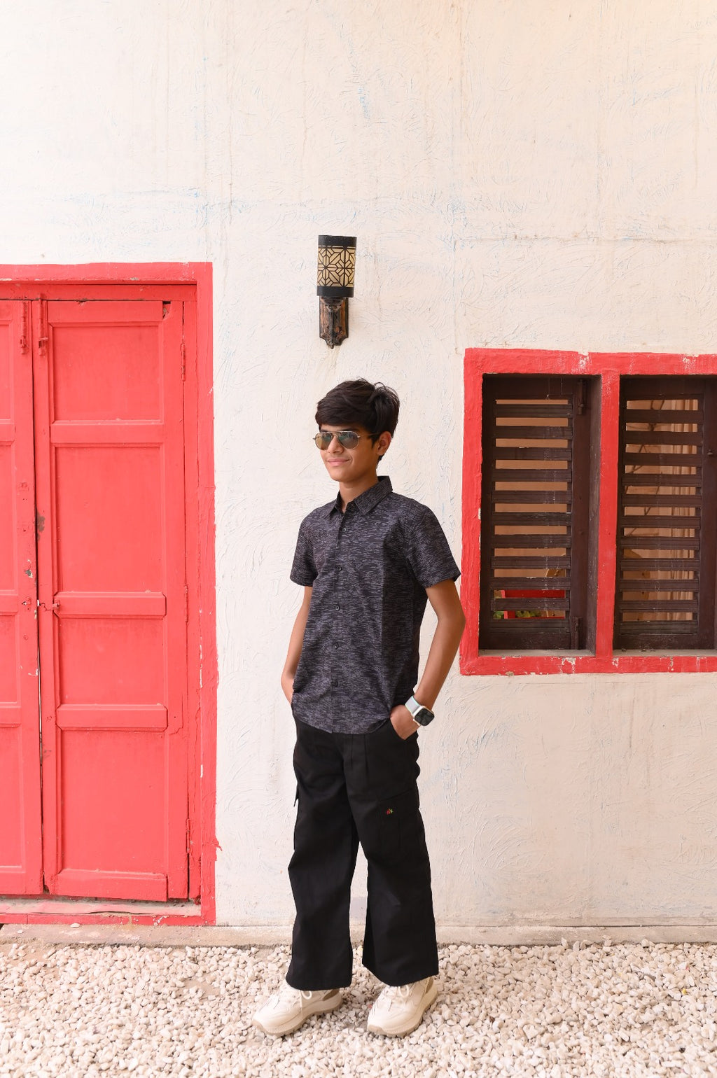 Black Printed Half Sleeves Shirt
