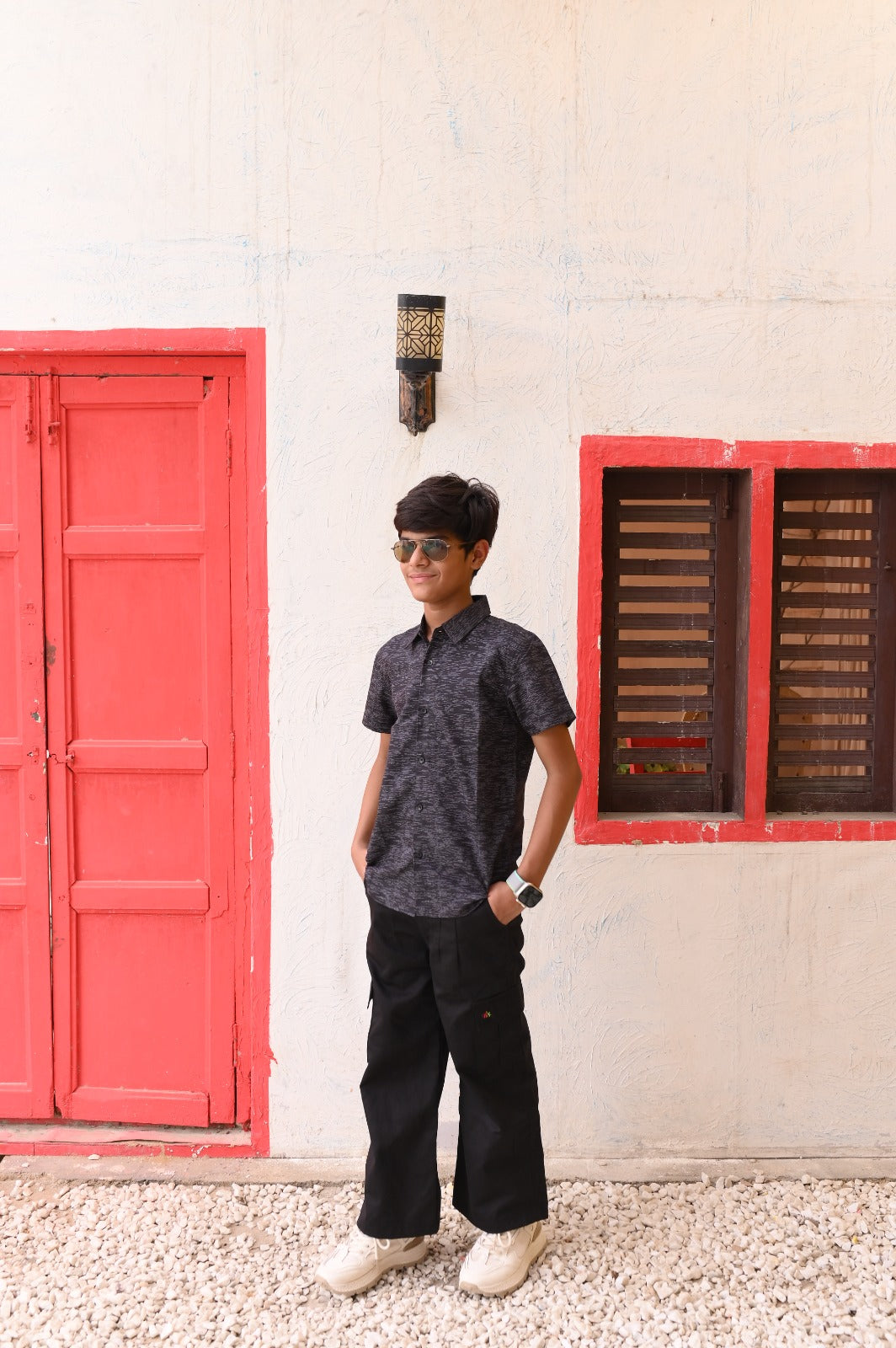 Black Printed Half Sleeves Shirt