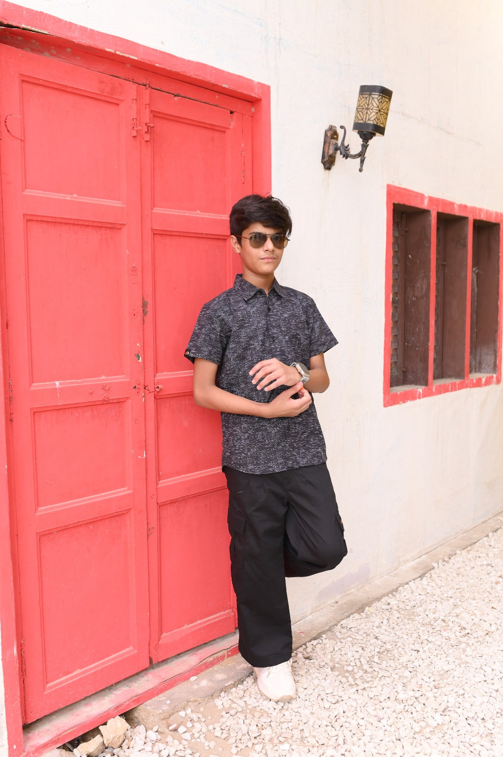 Black Printed Half Sleeves Shirt