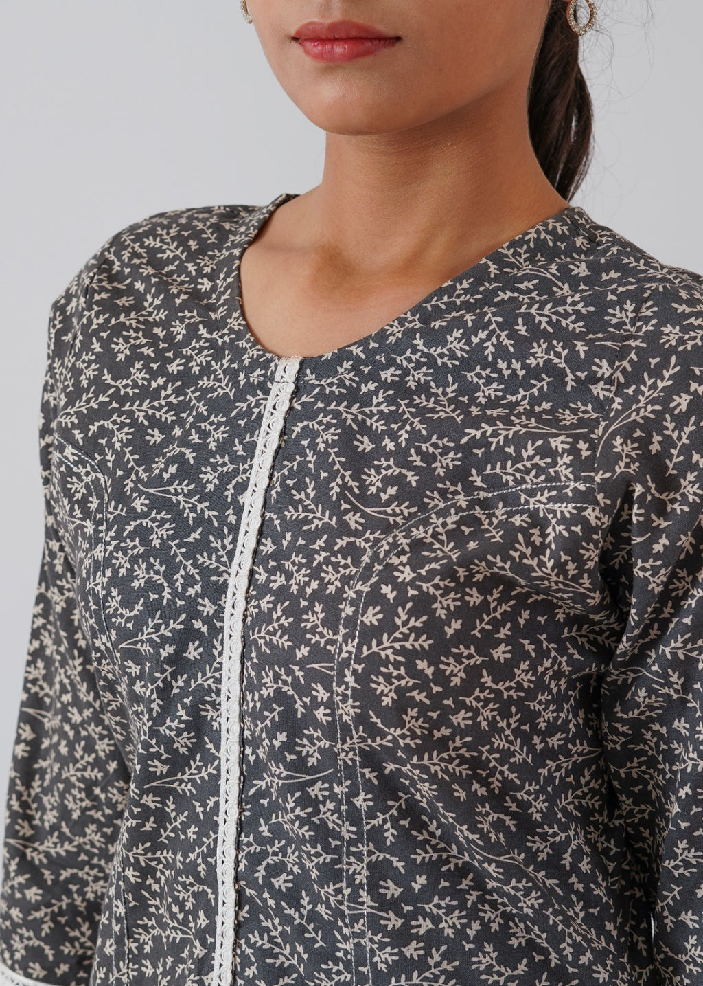 Black Floral Shirt & White Trouser Set