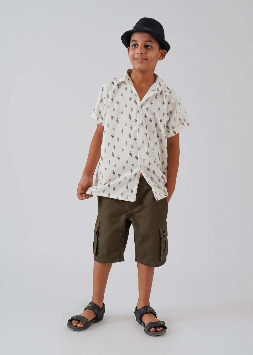 White Printed Half Sleeves Shirt