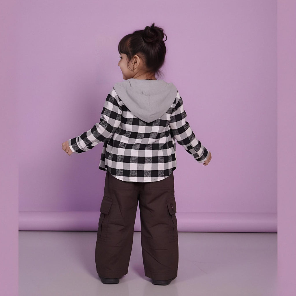 Kids Hooded Flannel Shirt For Boys & Girls .