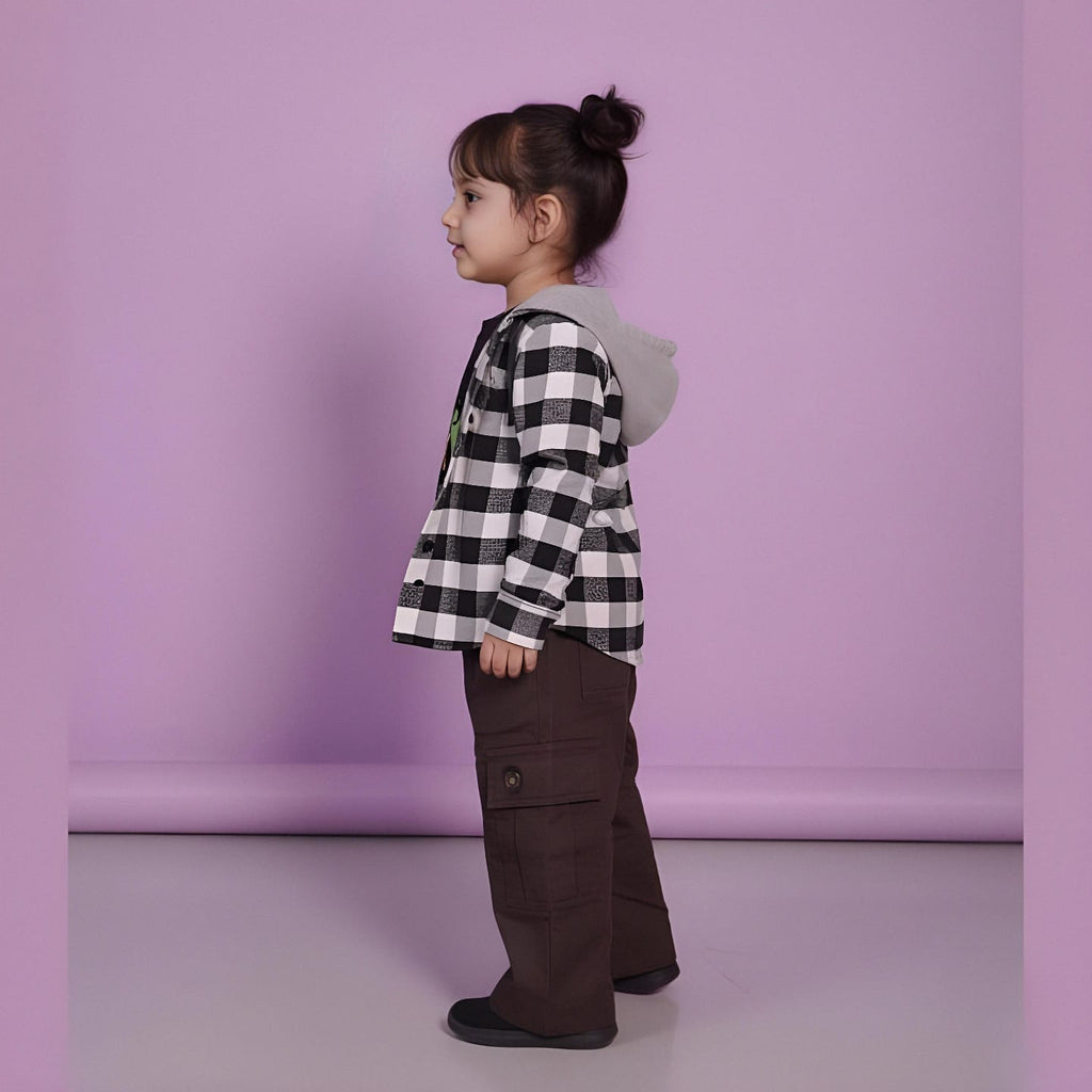 Kids Hooded Flannel Shirt For Boys & Girls .