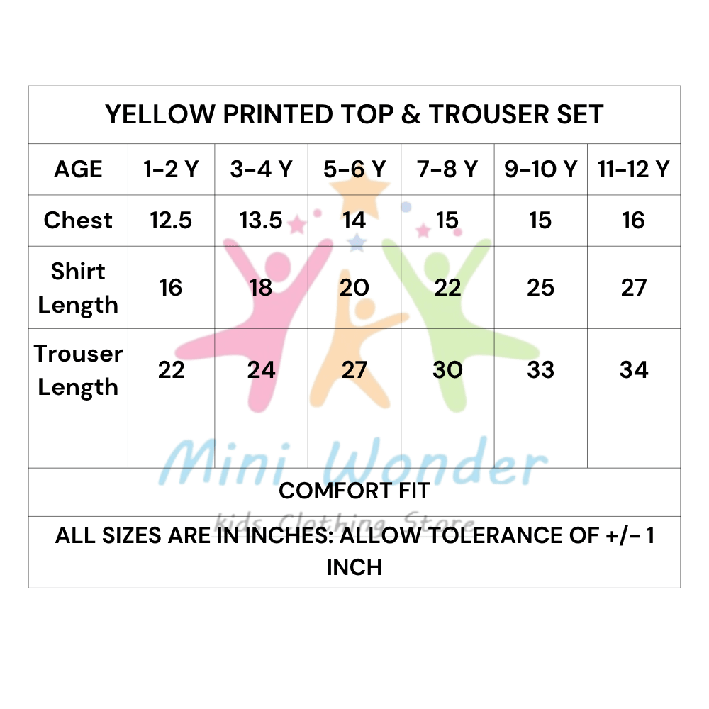 Yellow Printed Top & White Trouser Set