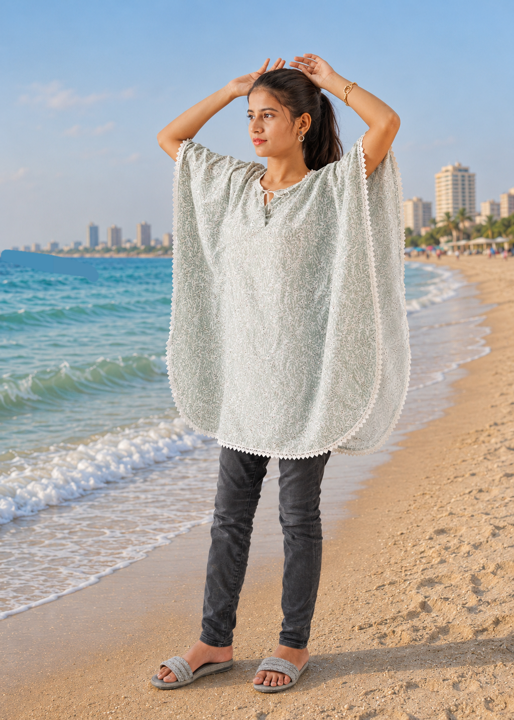 Mint Green Printed Wing Top