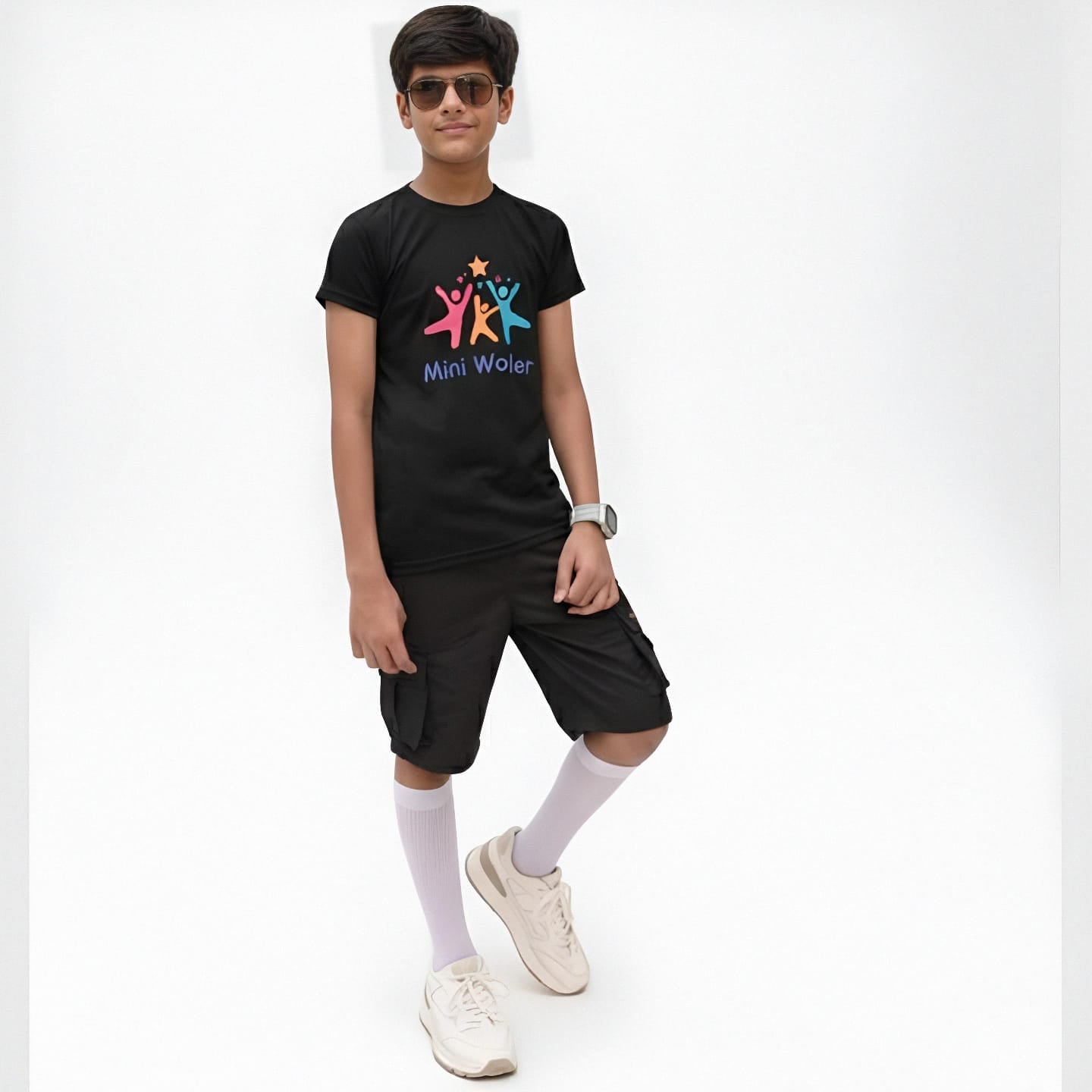 Black Cargo Shorts Boy's & Girl's